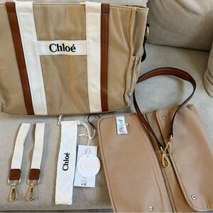 Chloé Tan and Brown Canvas Tote